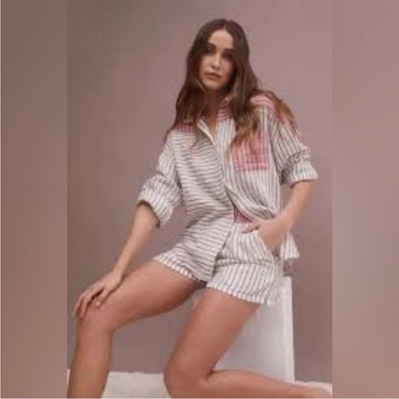 NWT Z Supply All Mixed Up Stripe long Sleeve short Lounge Set Large - Picture 2 of 6